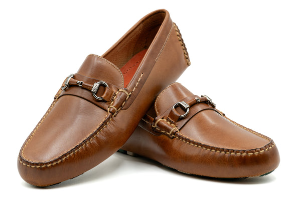 Monte Carlo Saddle Leather Horse Bit Driving Loafers - Cigar