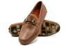 Monte Carlo Saddle Leather Horse Bit Driving Loafers - Cigar