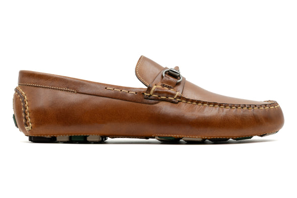 Monte Carlo Saddle Leather Horse Bit Driving Loafers - Cigar
