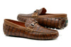 Monte Carlo Alligator Grain Horse Bit Driving Loafers - Chestnut