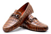 Monte Carlo Alligator Grain Horse Bit Driving Loafers - Chestnut