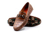 Monte Carlo Alligator Grain Horse Bit Driving Loafers - Chestnut