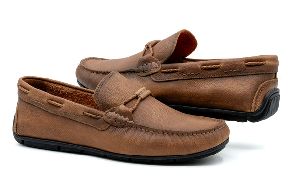 Bermuda Pebble Grain Braided Bit Loafers - Old Saddle