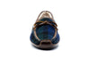 Cozy Country Harris Tweed Bow Tie Slippers - Blue Plaid - Front