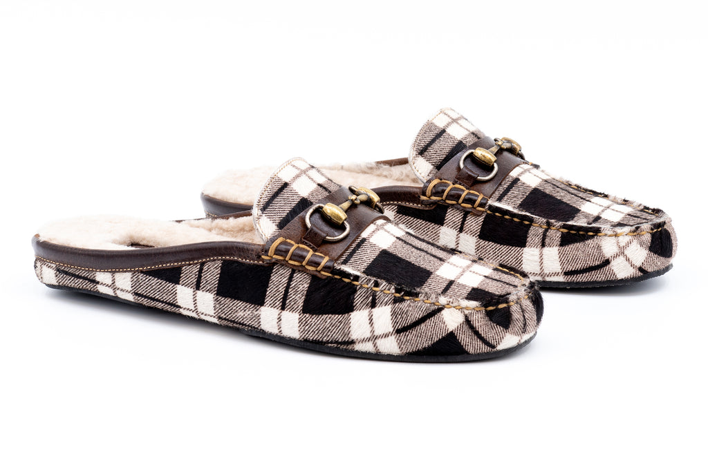 Cozy Country "Hair On" Leather Horse Bit Slides - Black/White