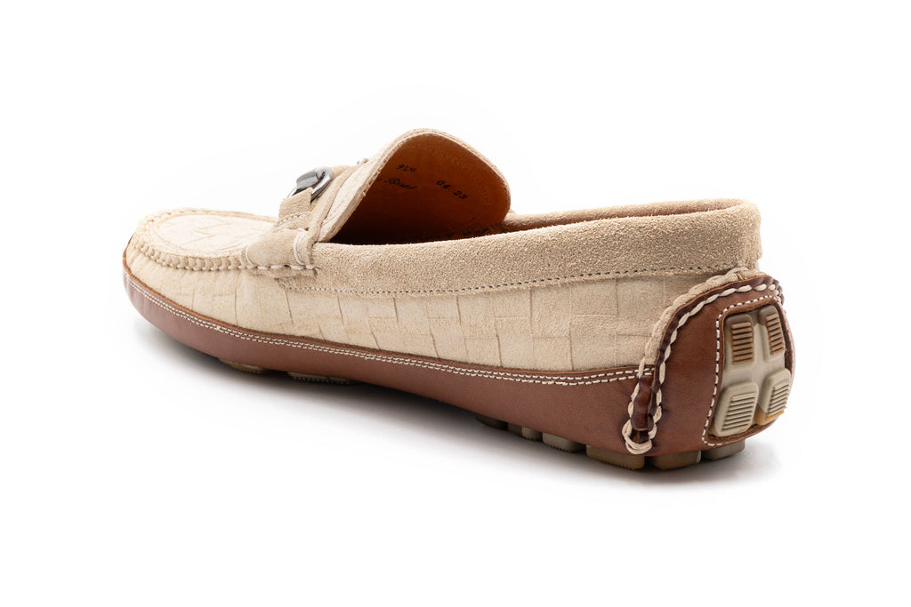 Monte Carlo Suede Horse Bit Driving Loafers - Bone