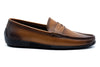 Jameson Hand Stained Dress Calf Leather Penny Loafers - Vintage Saddle - Side