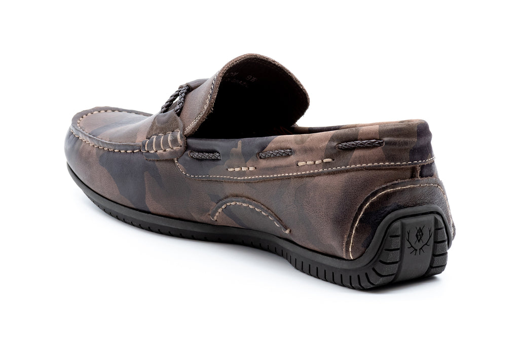 Bermuda Oiled Saddle Leather Braided Bit Loafers - Camo - Back