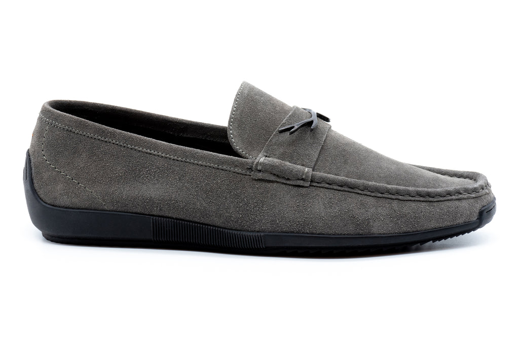 Jameson Water Repellent Suede Leather Antler Bit Loafers - Graphite