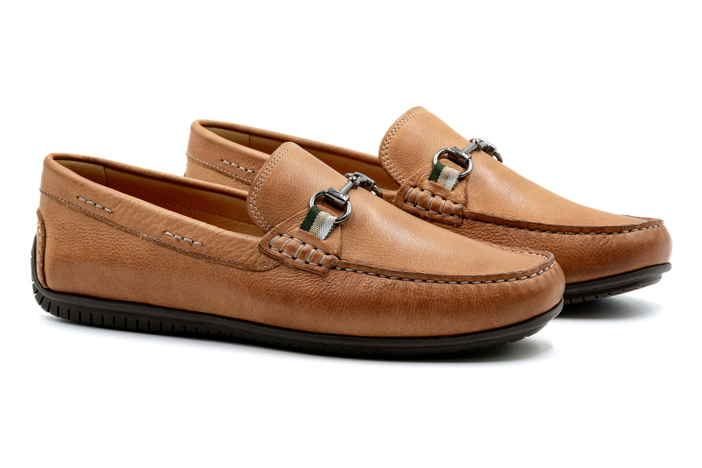 Bermuda Tumbled Glove Leather Horse Bit Loafers - Cappuccino