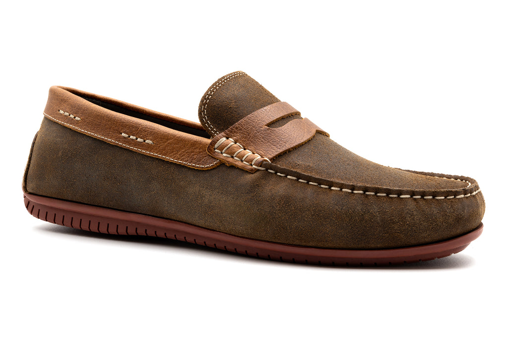 Bermuda Suede Penny Loafers - Vintage Cedar