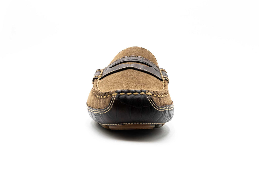 Monte Carlo Suede Penny Loafers - Earth