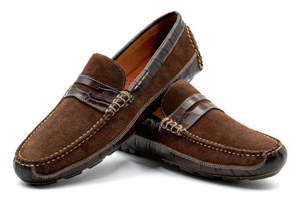 Monte Carlo Suede Penny Loafer - Briar Brown