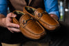 Cozy Country Water Buffalo Leather Horse Bit Slipper - Oak
