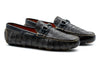 Monte Carlo Alligator Grain Leather Horse Bit Driving Loafers - Midnight
