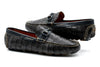 Monte Carlo Alligator Grain Leather Horse Bit Driving Loafers - Midnight