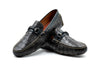 Monte Carlo Alligator Grain Leather Horse Bit Driving Loafers - Midnight