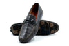 Monte Carlo Alligator Grain Leather Horse Bit Driving Loafers - Midnight