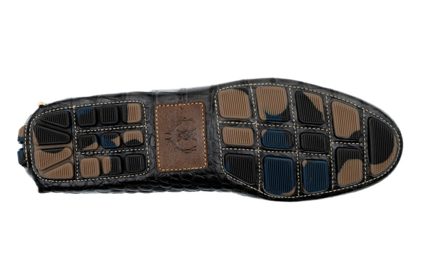 Monte Carlo Alligator Grain Leather Horse Bit Driving Loafers - Midnight