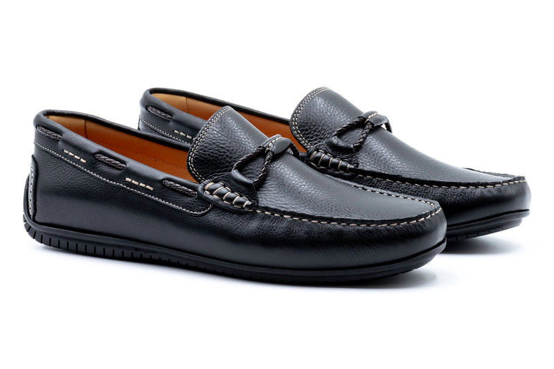 Bermuda Glove Leather Braided Bit Loafers - Black