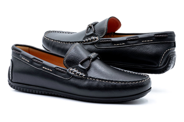 Bermuda Glove Leather Braided Bit Loafers - Black