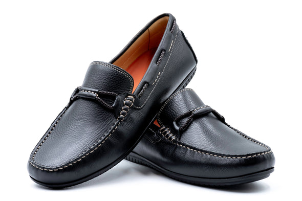 Bermuda Glove Leather Braided Bit Loafers - Black