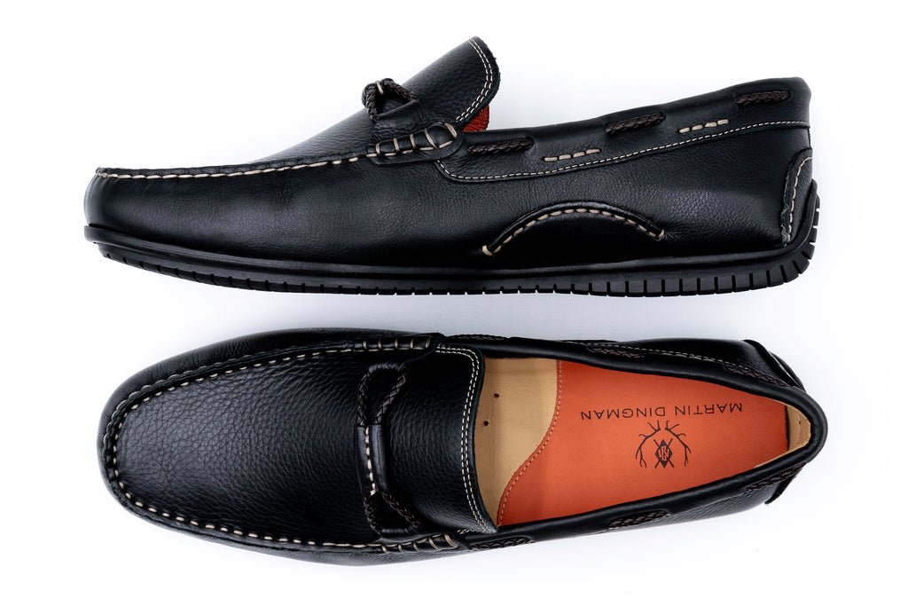 Bermuda Glove Leather Braided Bit Loafers - Black | Martin Dingman