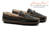 Cozy Country Deerskin Leather Horse Bit Slipper - Black