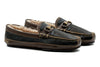 Cozy Country Deerskin Leather Horse Bit Slipper - Black