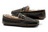 Cozy Country Deerskin Leather Horse Bit Slipper - Black
