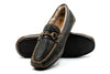 Cozy Country Deerskin Leather Horse Bit Slipper - Black