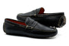 Monte Carlo Tumbled Glove Leather Penny Driving Loafers - Black
