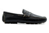 Monte Carlo Tumbled Glove Leather Penny Driving Loafers - Black