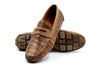 Monte Carlo Alligator Grain Leather Penny Driving Loafers - Honey