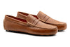 Monte Carlo Water Buffalo Pebble Grain Penny Loafers - Saddle Tan