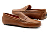 Monte Carlo Water Buffalo Pebble Grain Penny Loafers - Saddle Tan
