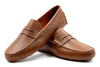 Monte Carlo Water Buffalo Pebble Grain Penny Loafers - Saddle Tan