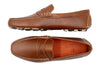 Monte Carlo Water Buffalo Pebble Grain Penny Loafers - Saddle Tan