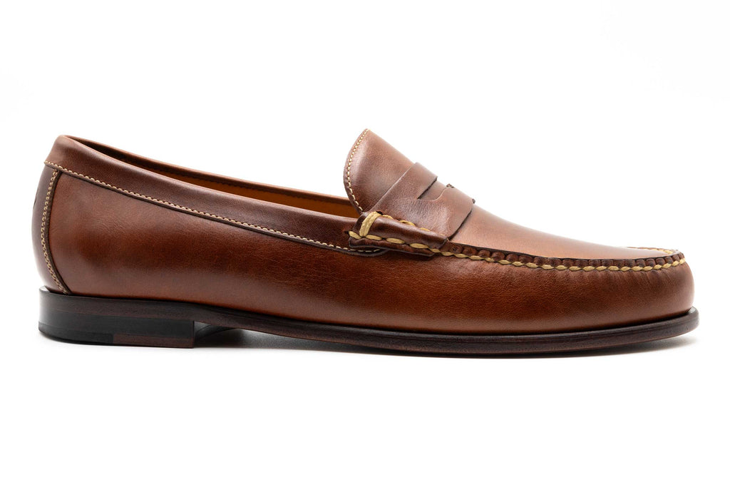 Old Row Oiled Saddle Leather Penny Loafers - Cigar