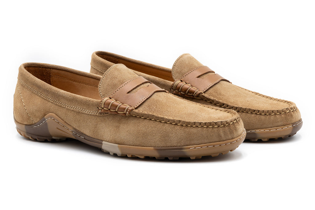 Bill Suede Penny Loafers Khaki Martin Dingman - Main Image