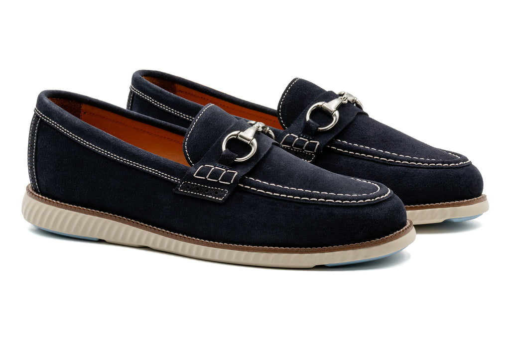 CountryAire Suede Horse Bit Loafers -  Navy