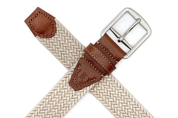 Newport Woven Italian Rayon Elastic Belt - Sand
