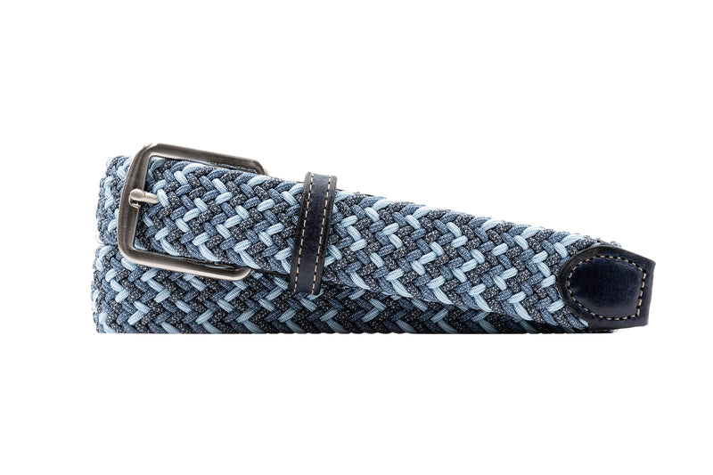 Newport Woven Italian Rayon Elastic Belt - Navy Multi