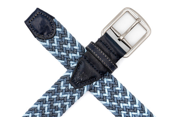 Newport Woven Italian Rayon Elastic Belt - Navy Multi