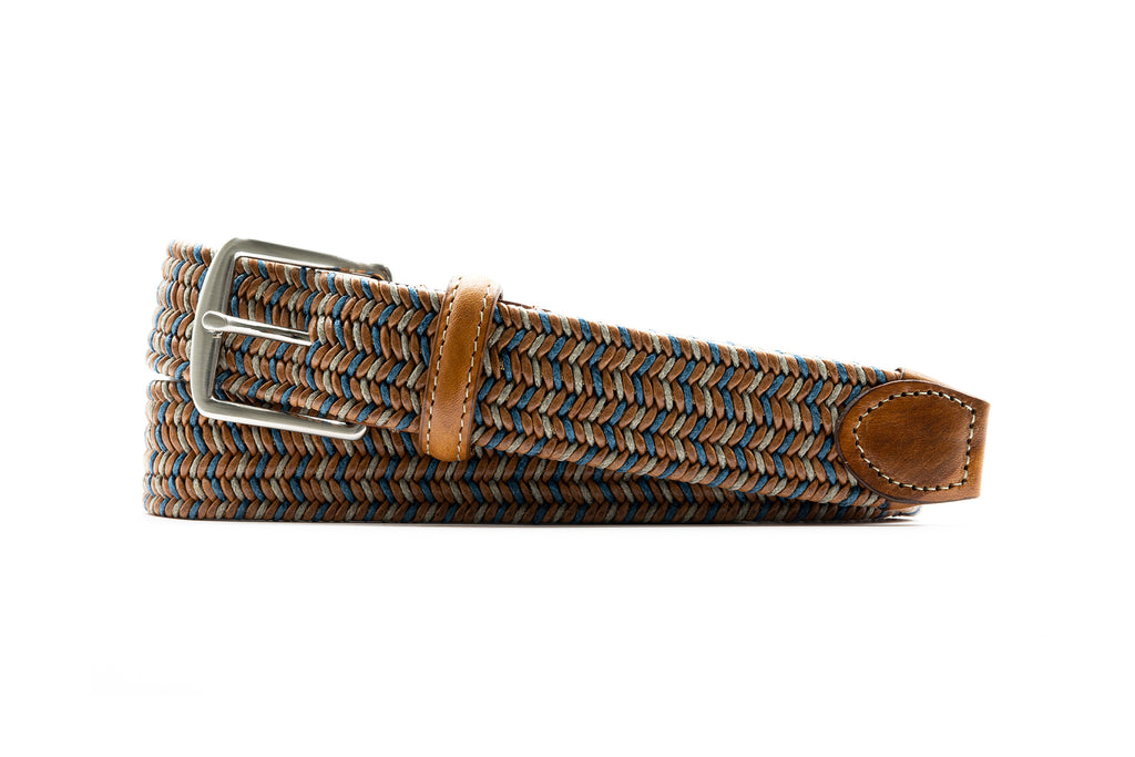 Brooks Italian Linen and Elastic Braided Belt - Weathered Oak