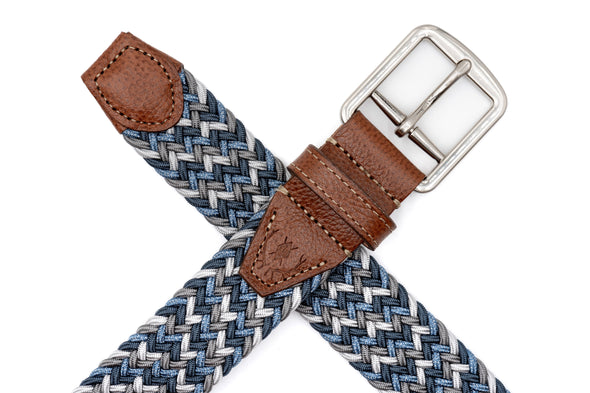 Newport Woven Italian Rayon Elastic Belt - Blue Multi