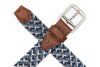 Newport Woven Italian Rayon Elastic Belt - Blue Multi