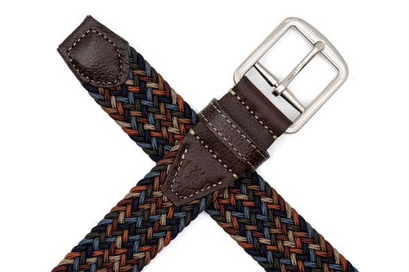 Newport Woven Italian Rayon Elastic Belt - Autumn Multi