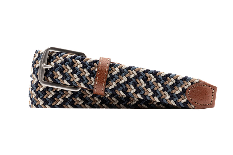 Newport Woven Italian Rayon Elastic Belt - River Multi