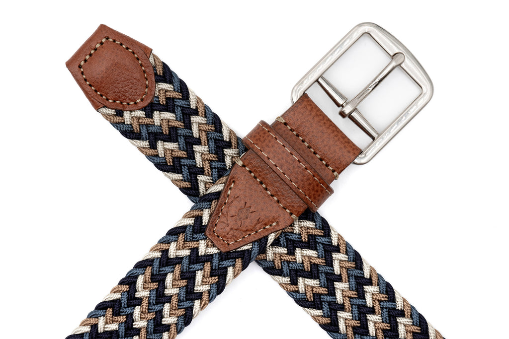 Newport Woven Italian Rayon Elastic Belt - River Multi